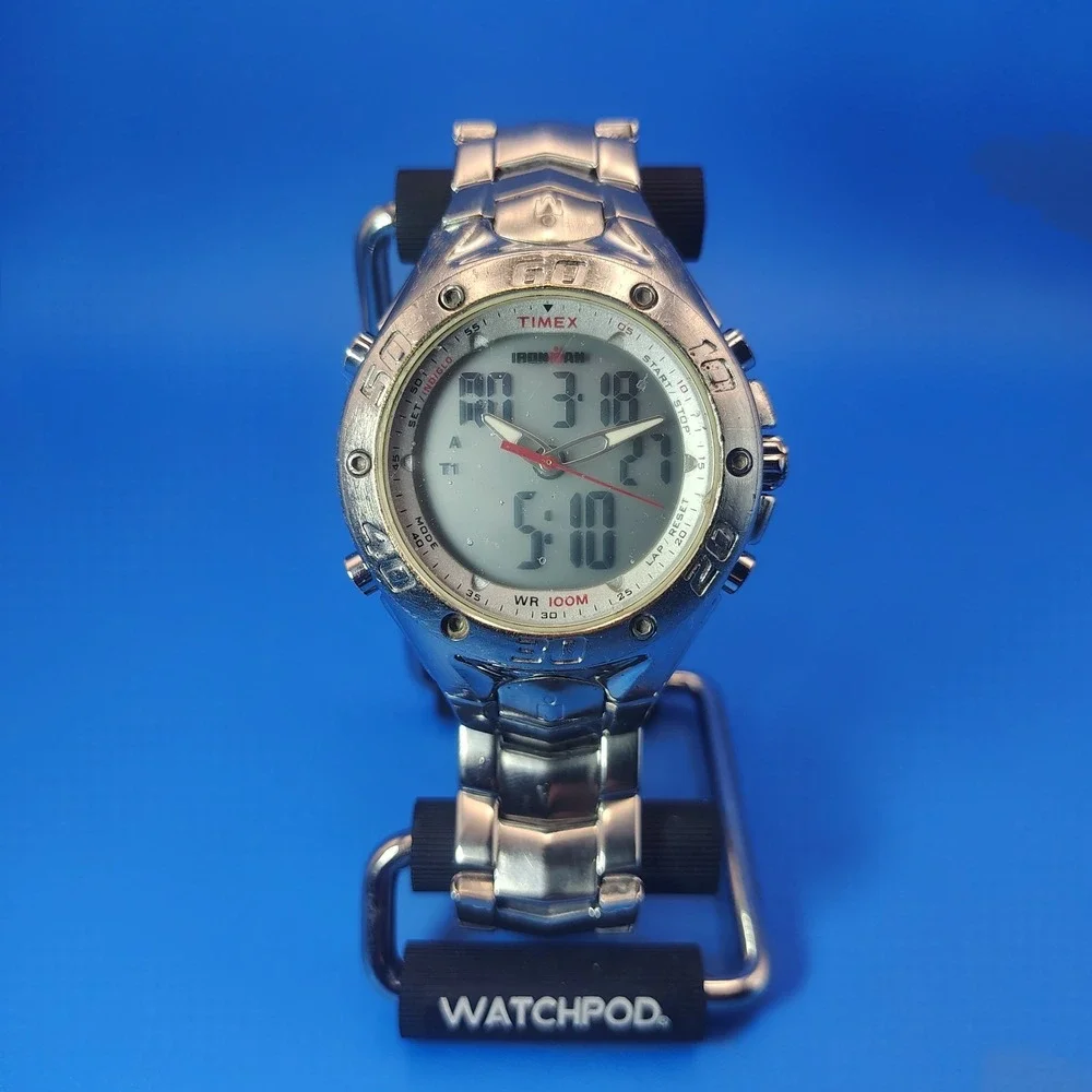 Vintage 2004 Timex Ironman Ana-Digi Dual Time 39mm Mens Quartz Digital Watch